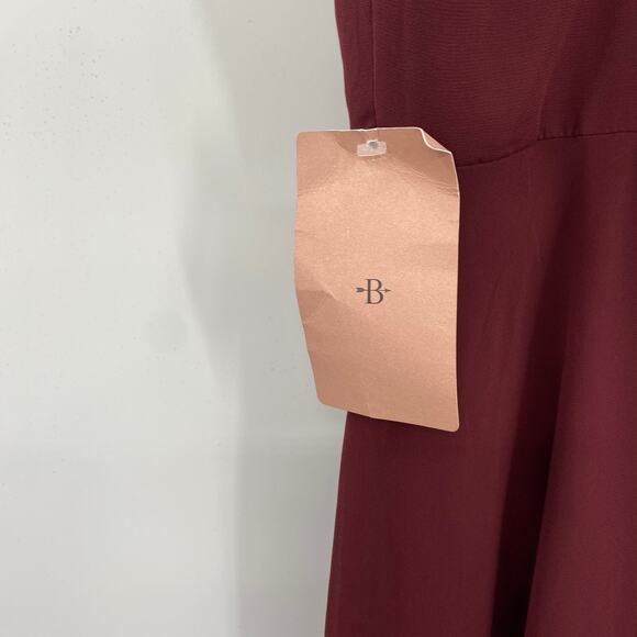 Jenny Yoo BHLDN Farrah Gown Ruffle Skirt Front Slit Chiffon Hibiscus Red NEW 4 - Picture 9 of 12